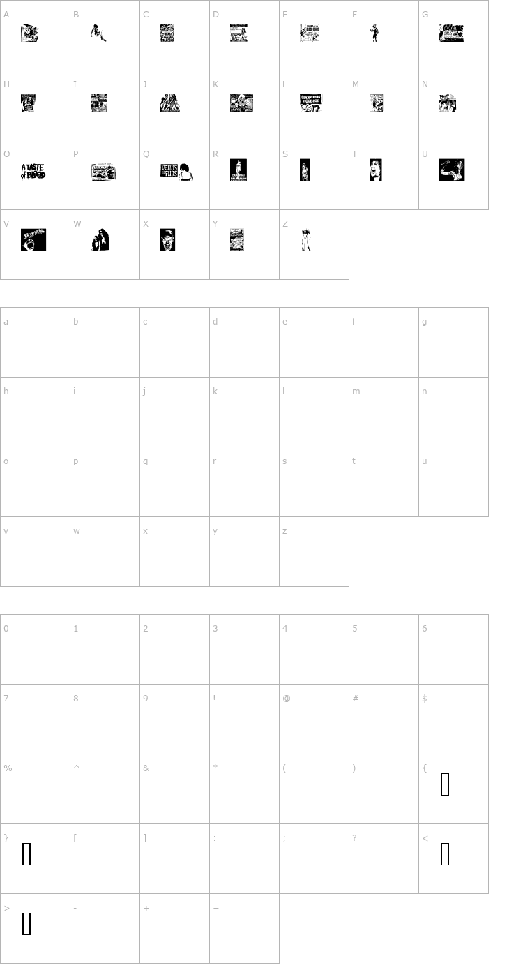 Character Map B Movie Dings Font