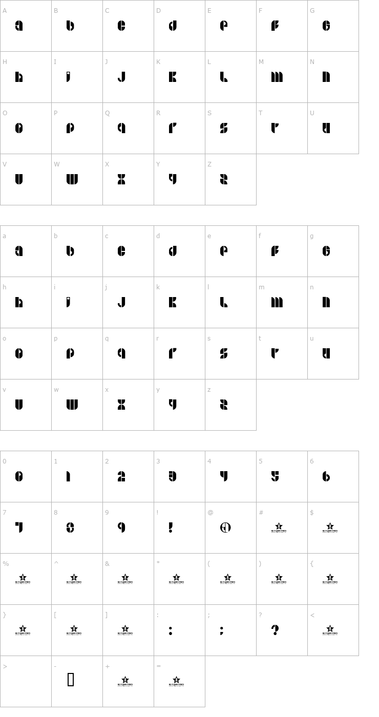 Character Map B Side Font
