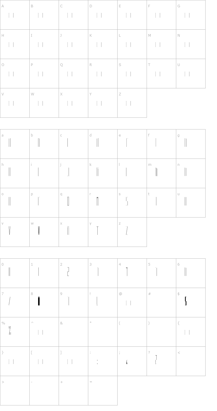 Character Map BABBIO-ALTO Font