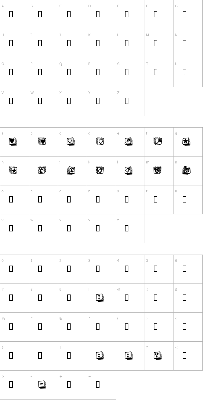 Character Map BabyBlockDingBats Font