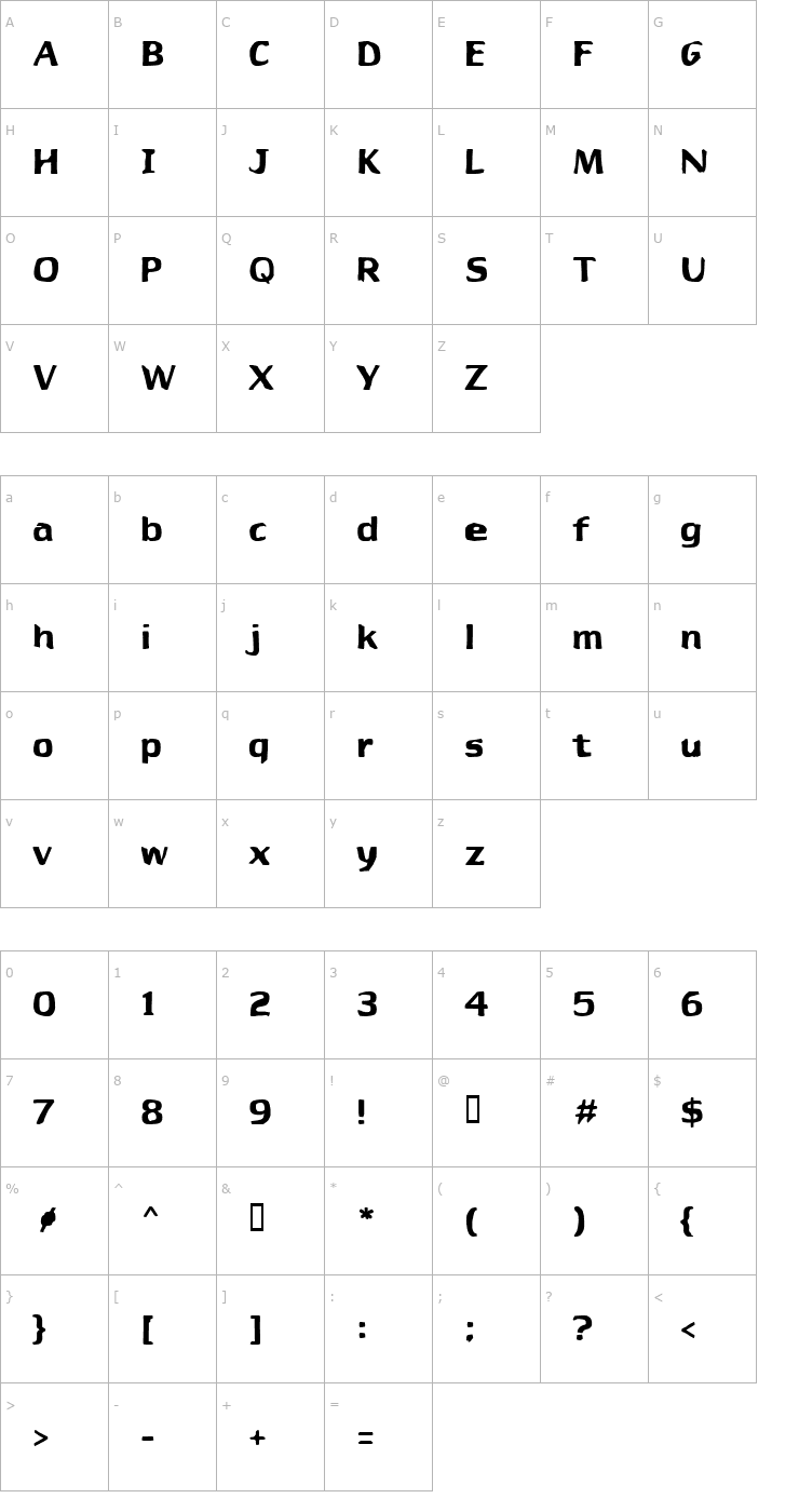 Character Map Babylon 27 Font