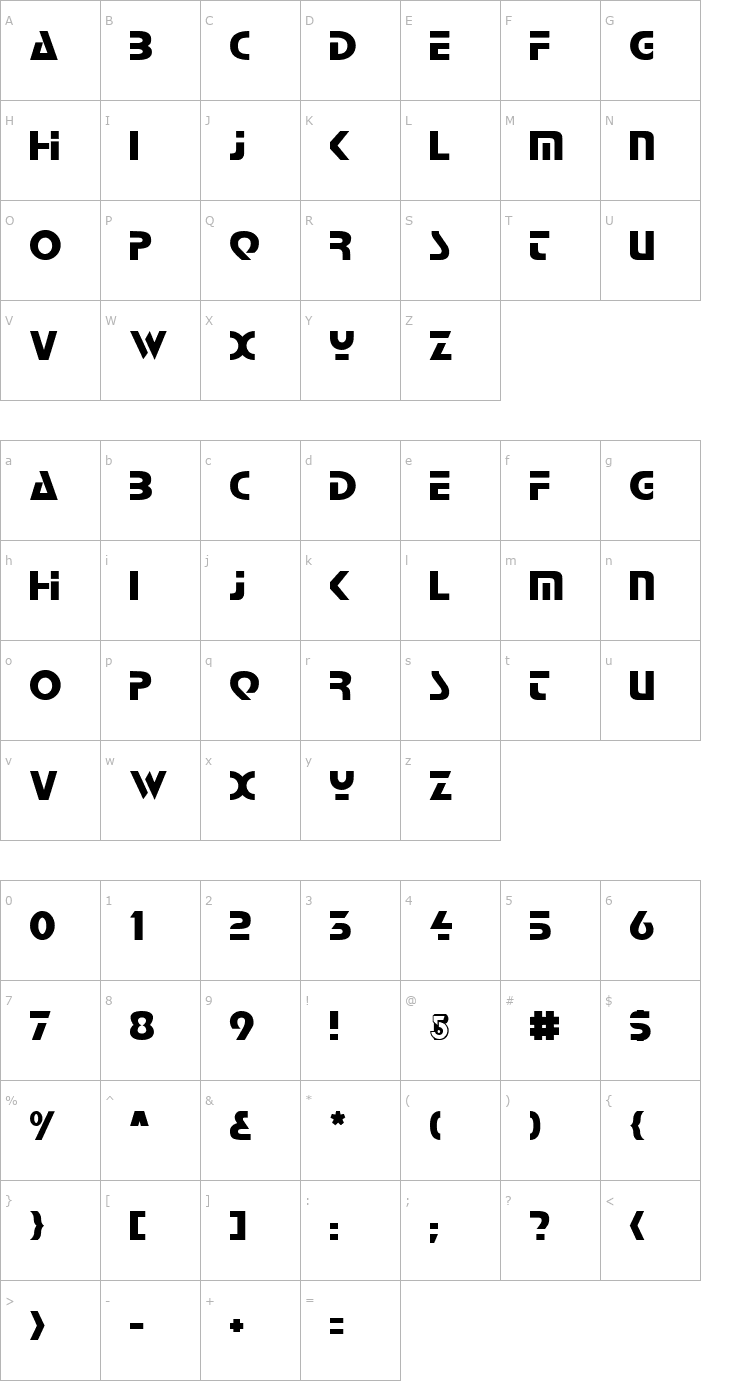 Character Map Babylon Industrial 2 Font