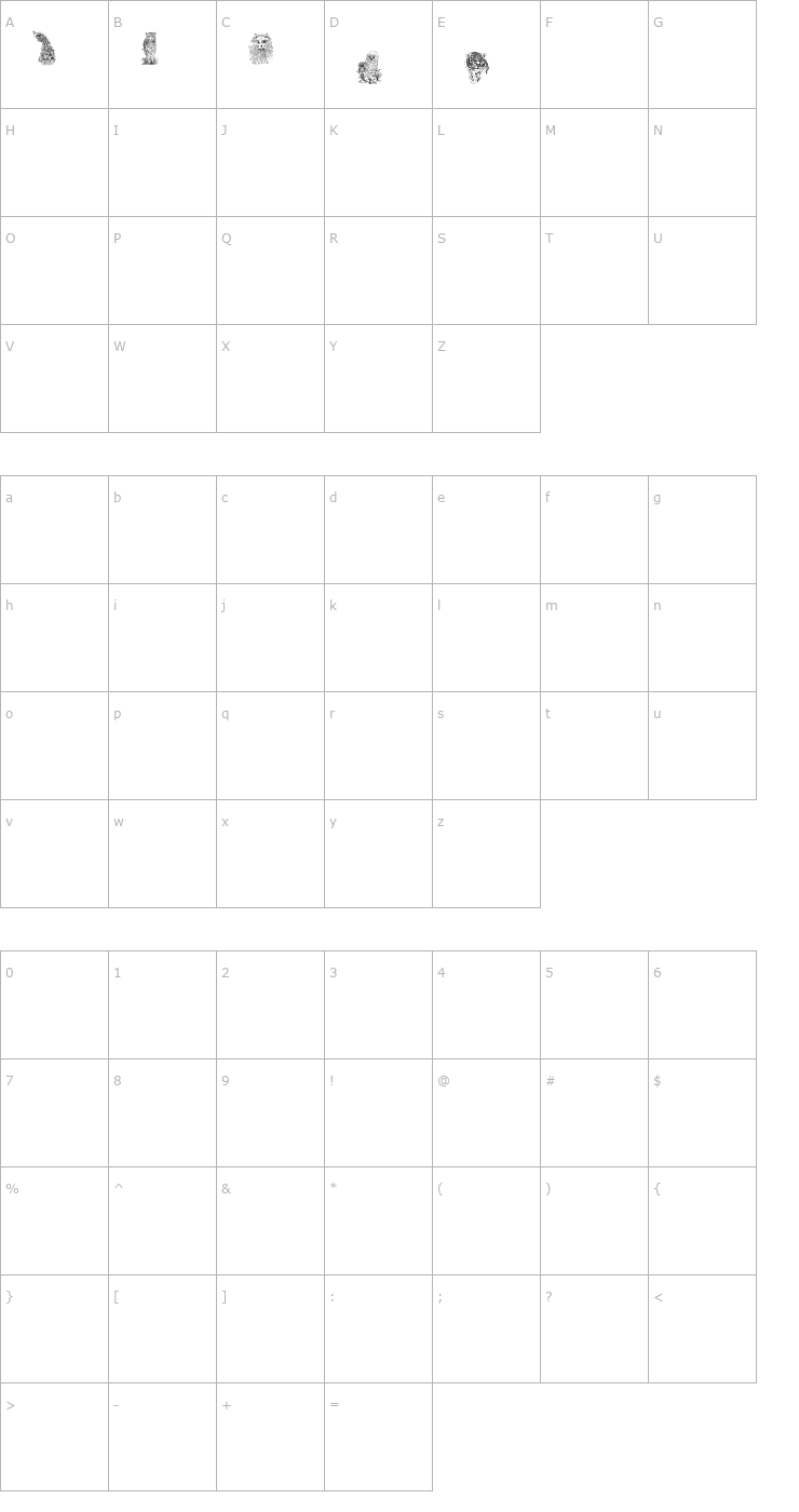 Character Map Baby's BreathRegular Font