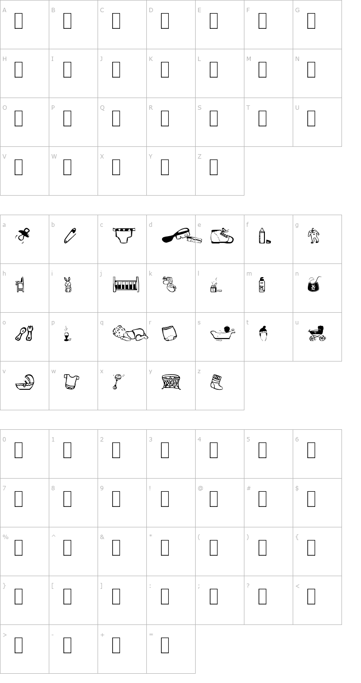 Character Map Baby's World Font