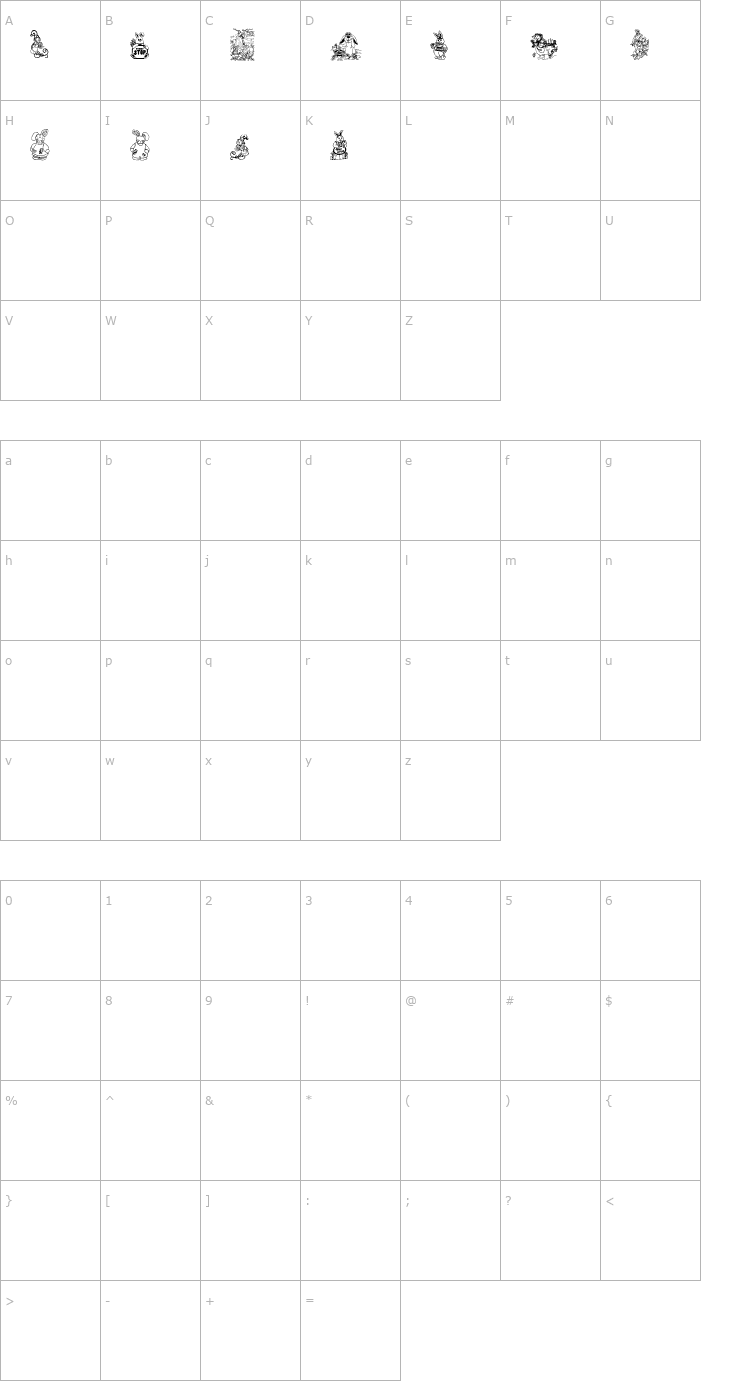 Character Map BabysBreathEasterRegular Font