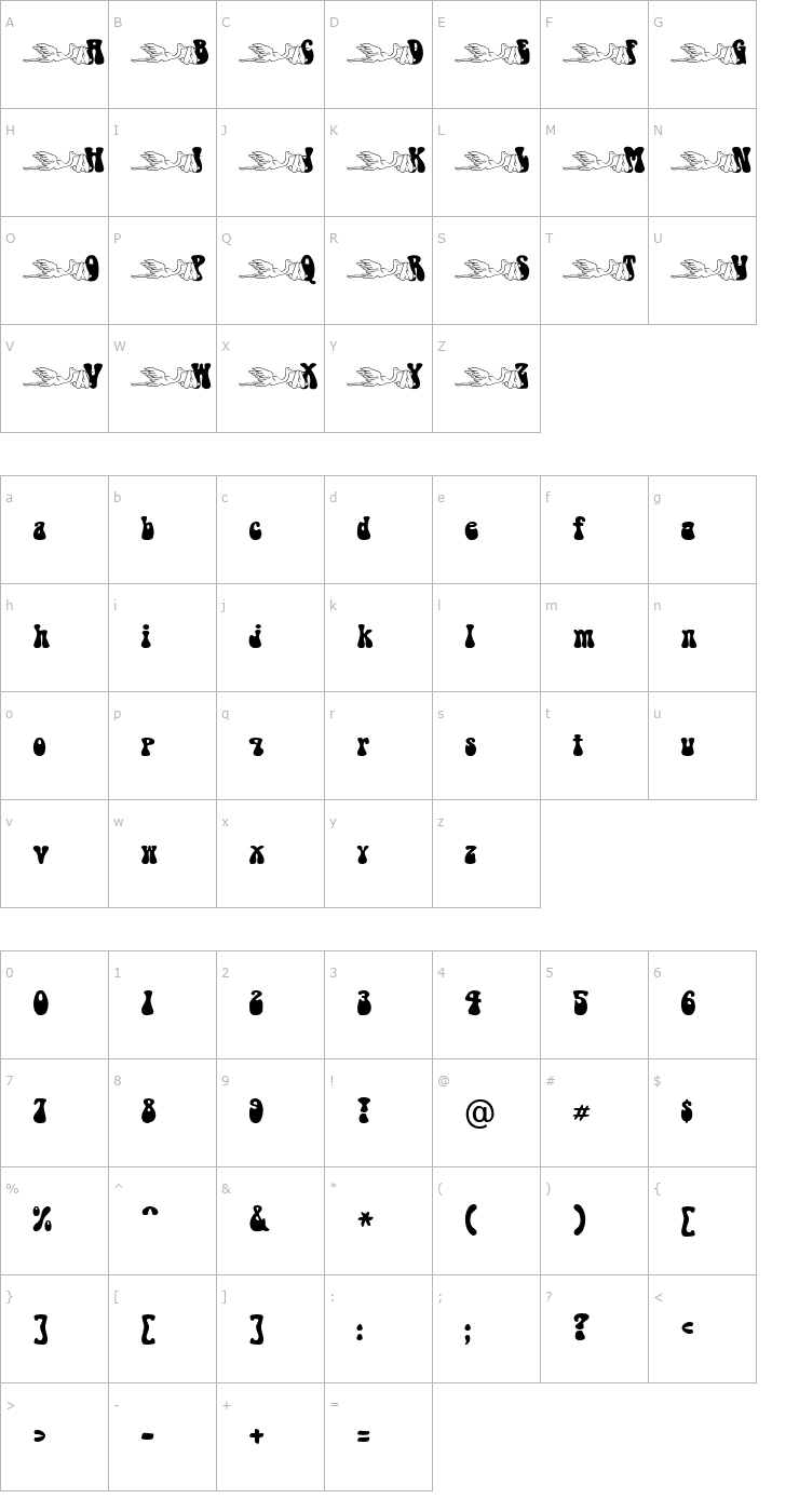 Character Map BabyStork Becker Font