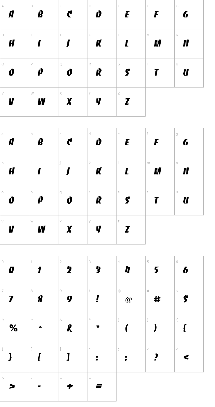 Character Map Baccarat Regular Font