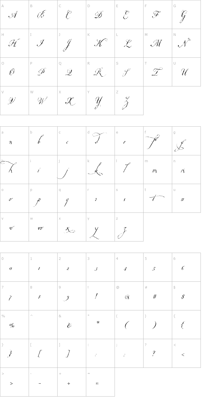 Character Map Bacchus Font