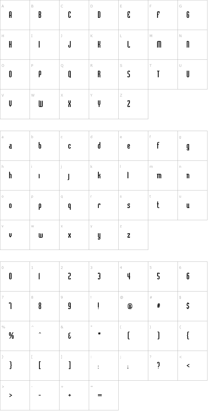 Character Map Baccus Regular Font