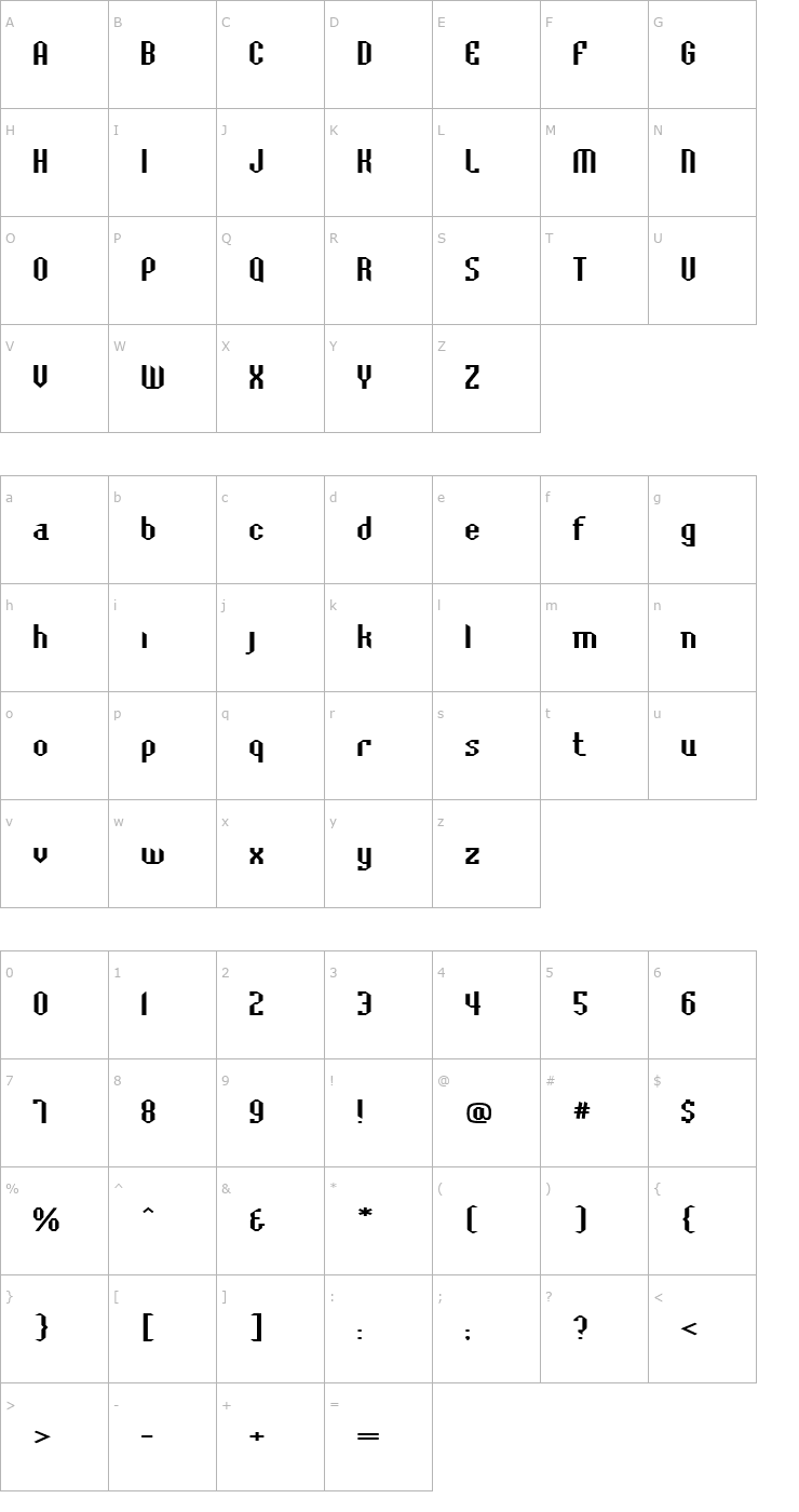 Character Map BaccusBevelExp Regular Font