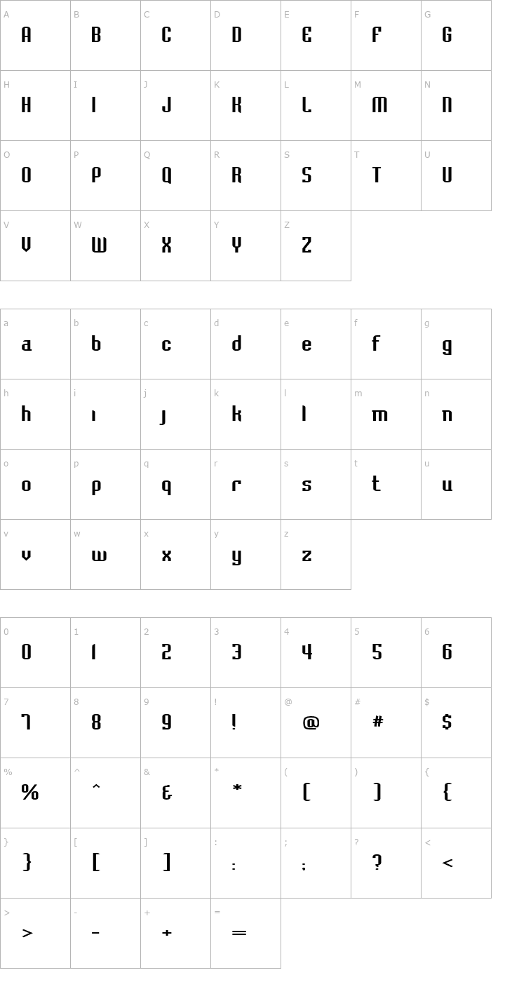 Character Map BaccusExpanded Regular Font