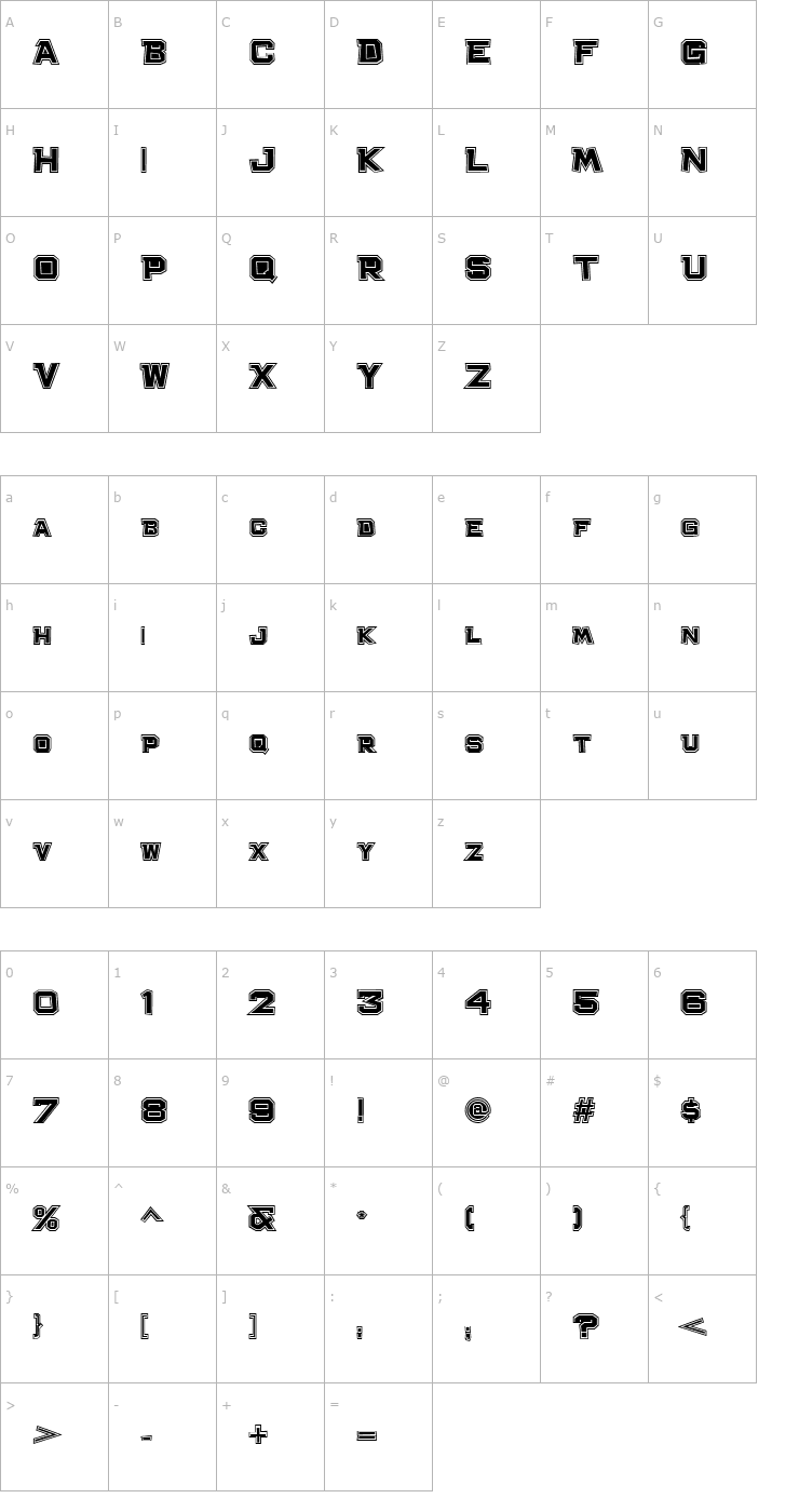 Character Map Bachelor Pad College JL Font