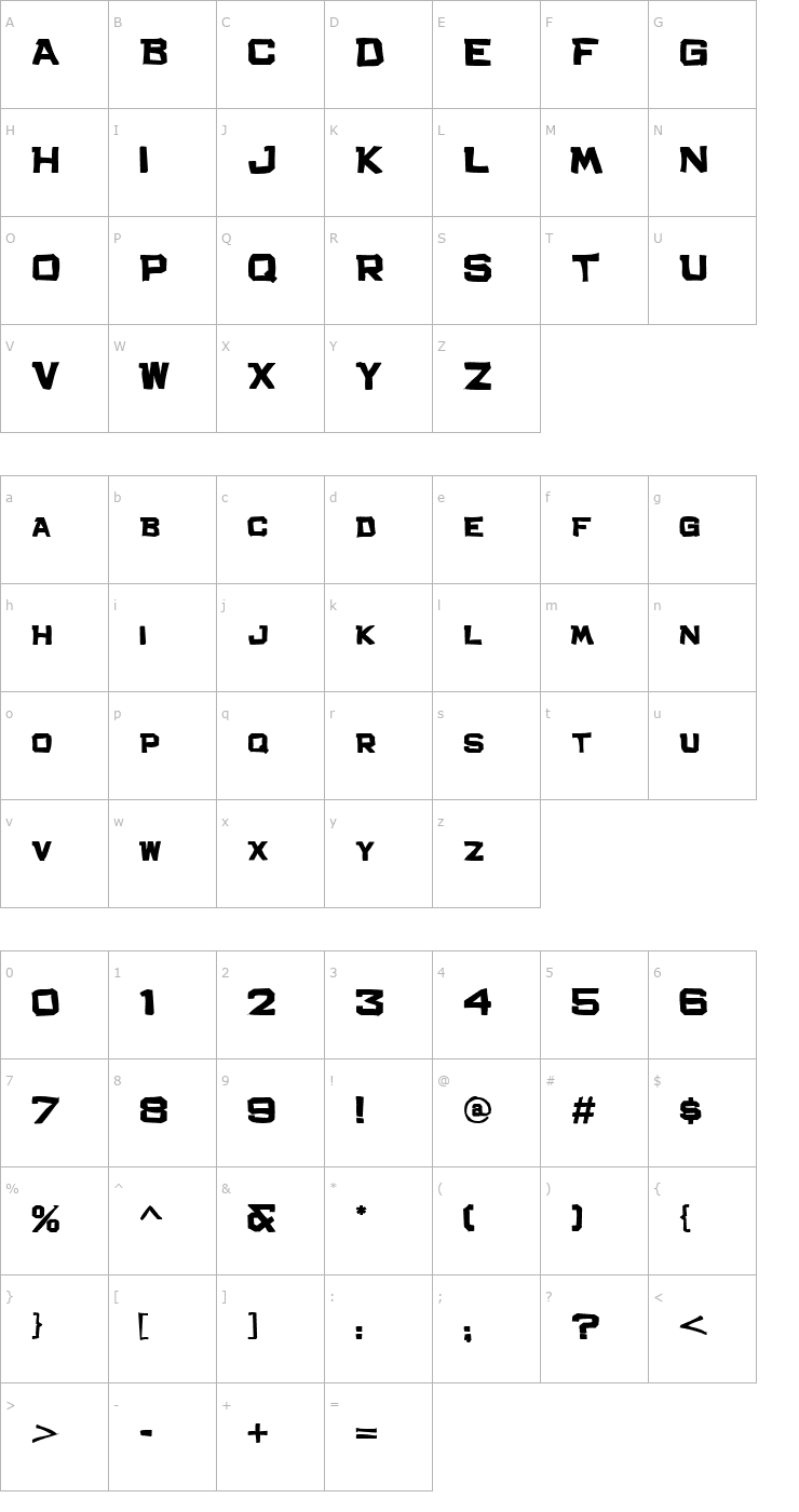 Character Map Bachelor Pad Crud JL Font