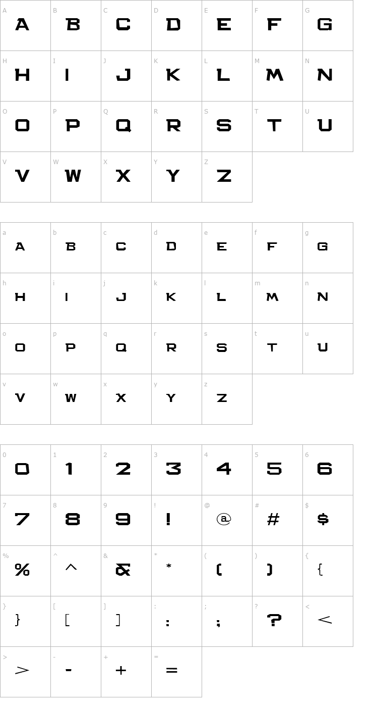 Character Map Bachelor Pad Expanded JL Font