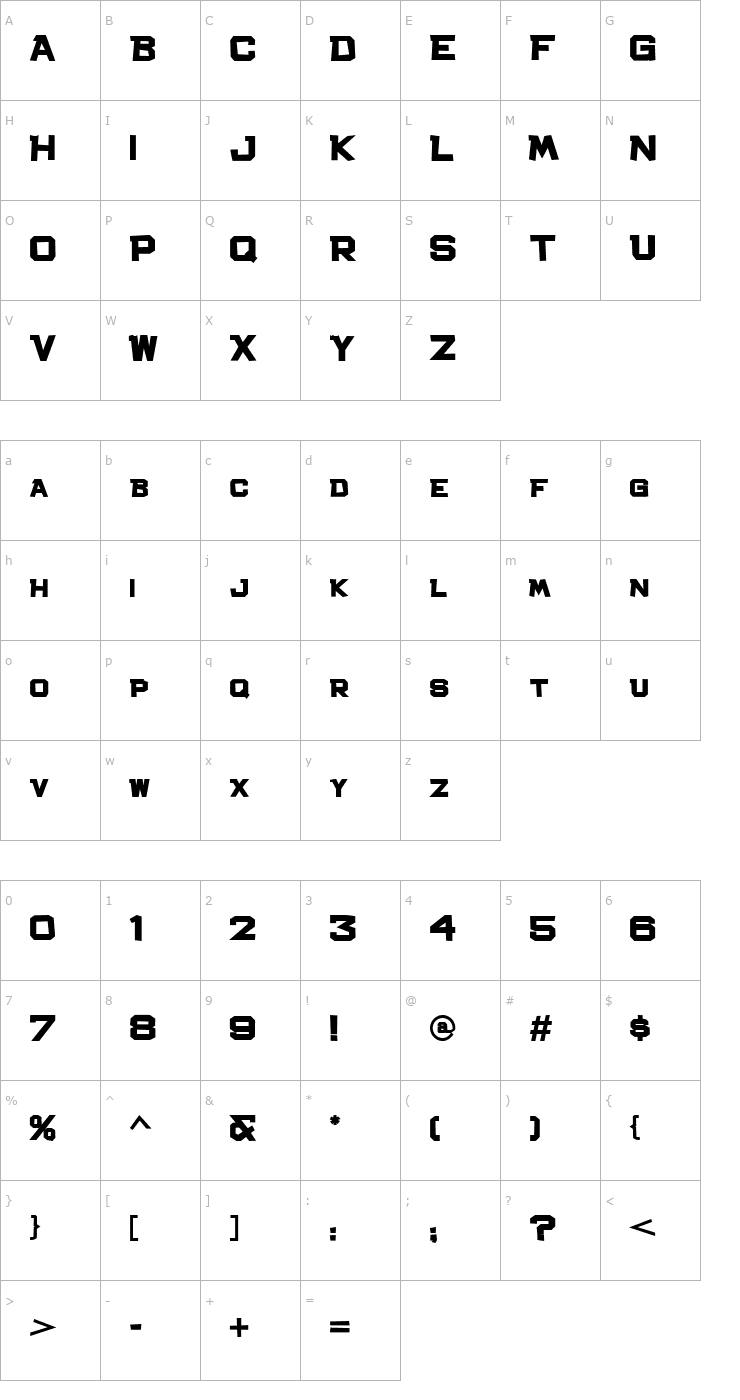 Character Map Bachelor Pad JL Bold Font