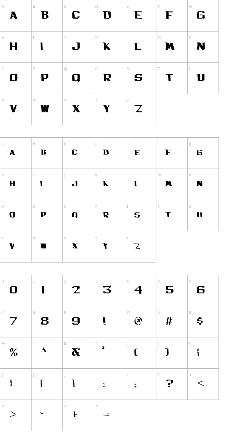 Character Map Bachelor Pad Nib JL Font