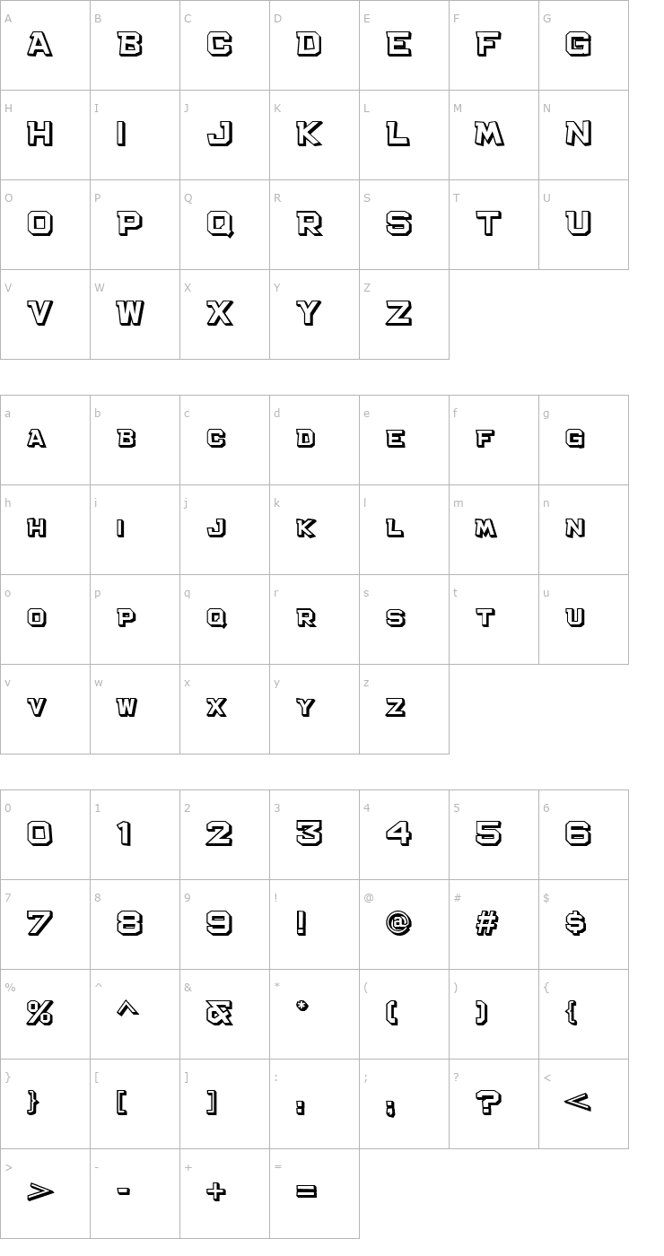 Character Map Bachelor Pad Shadow JL Font