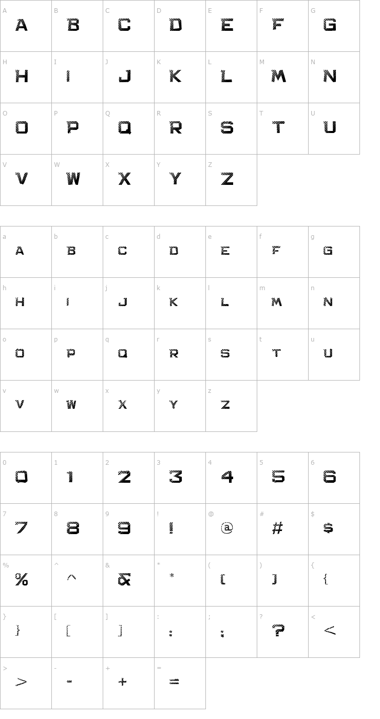 Character Map Bachelor Pad Wood JL Font