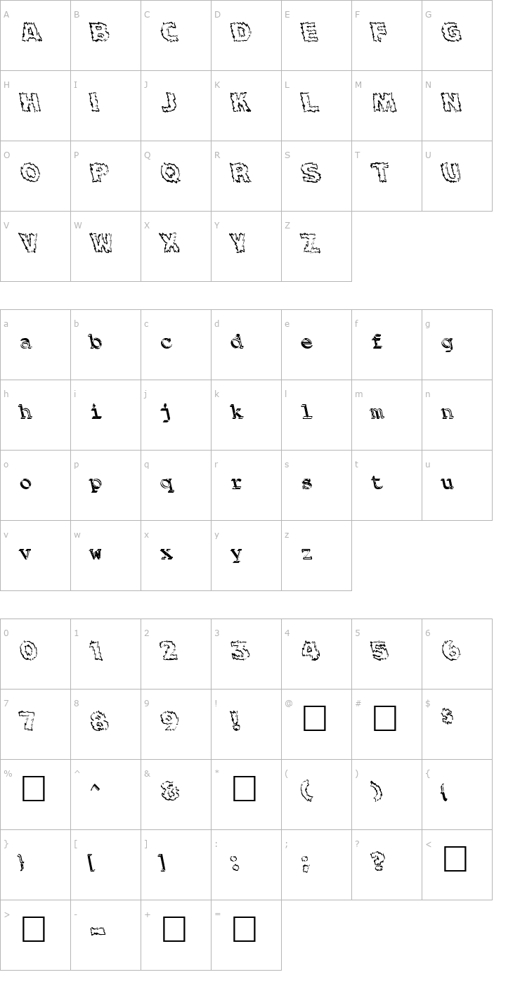 Character Map Backfire Medium Font