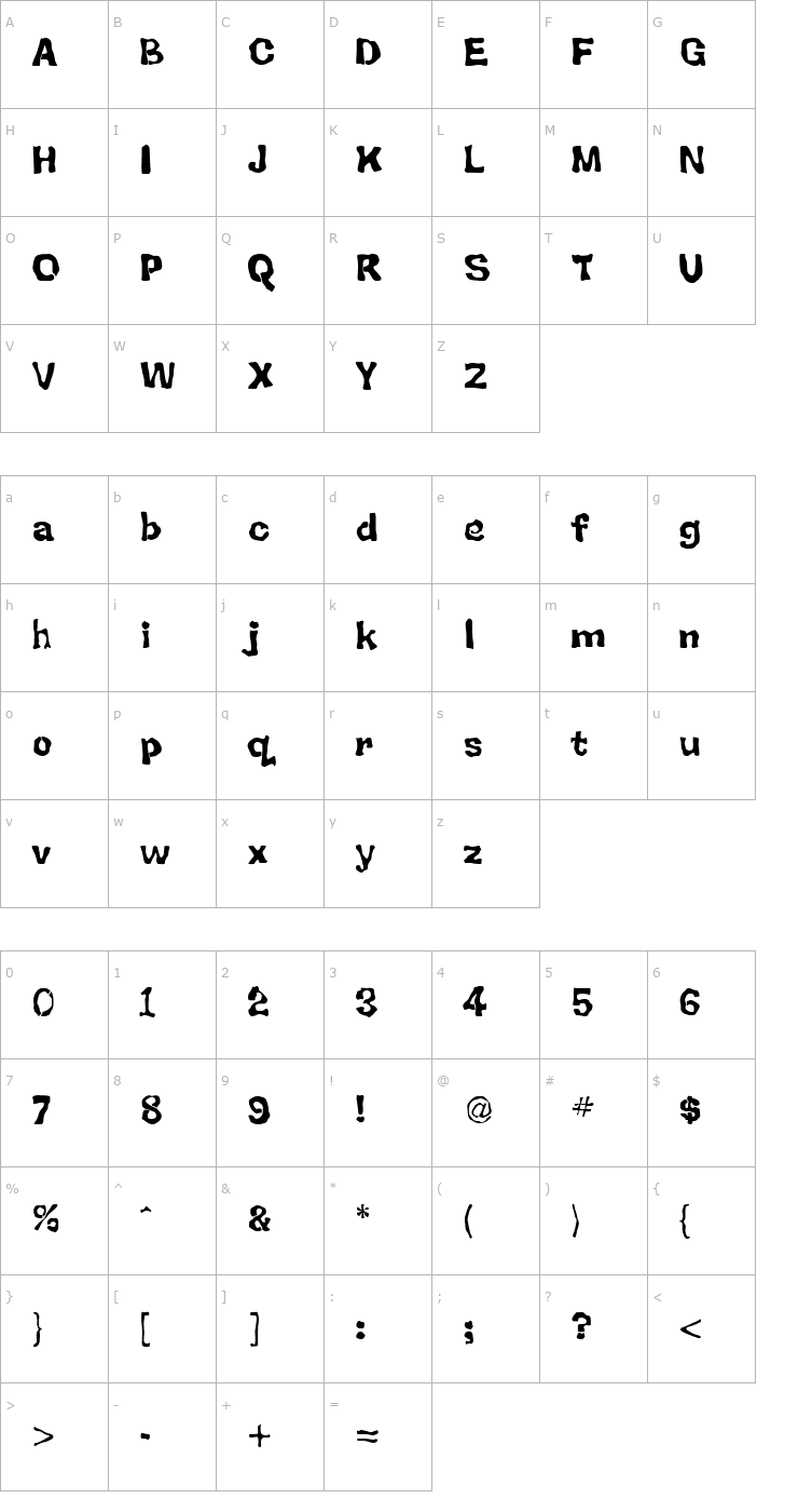 Character Map BackSplatter Drippy Font