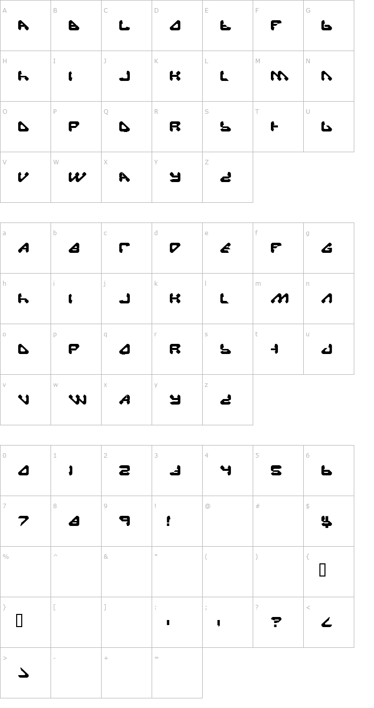 Character Map Backup Generation 1 Font