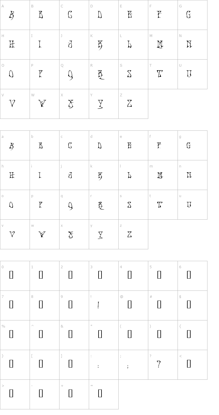 Character Map Bad Acid Font