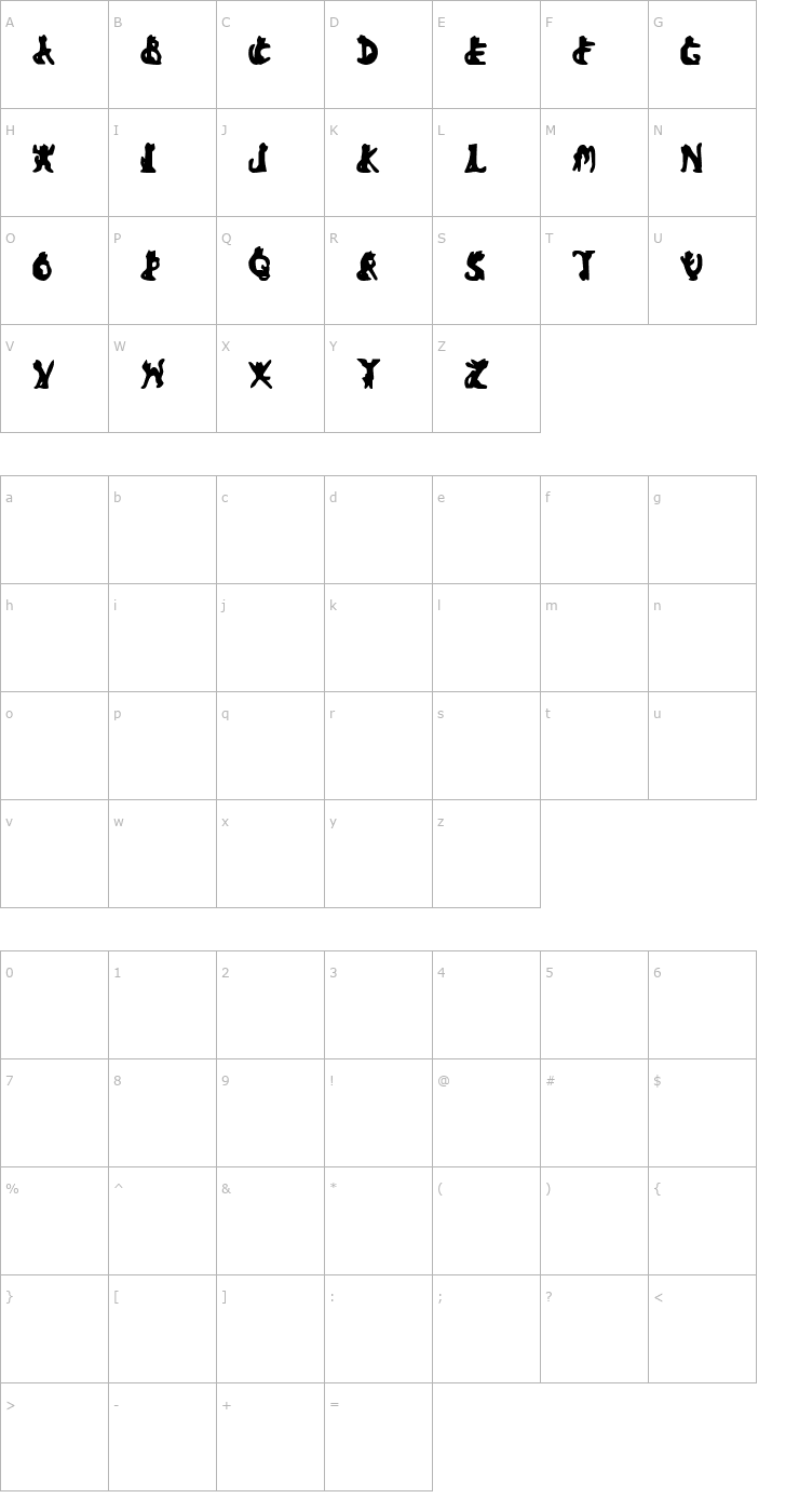 Character Map Bad Black Cat Font