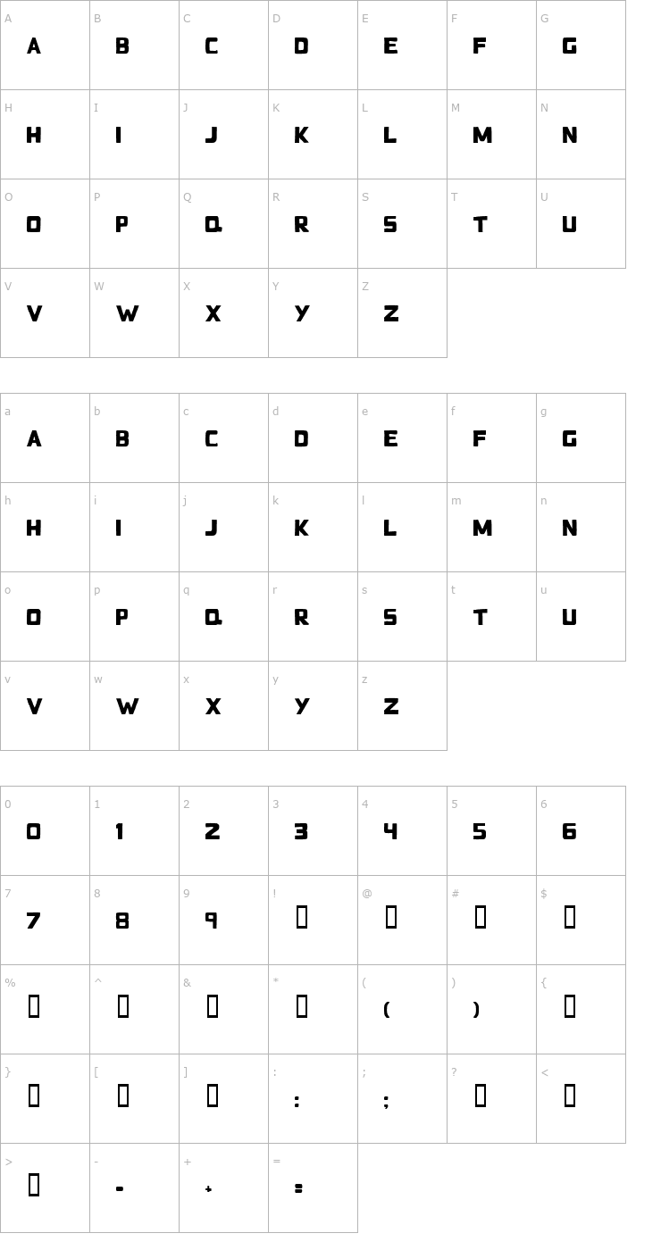 Character Map Bad Blocks Font