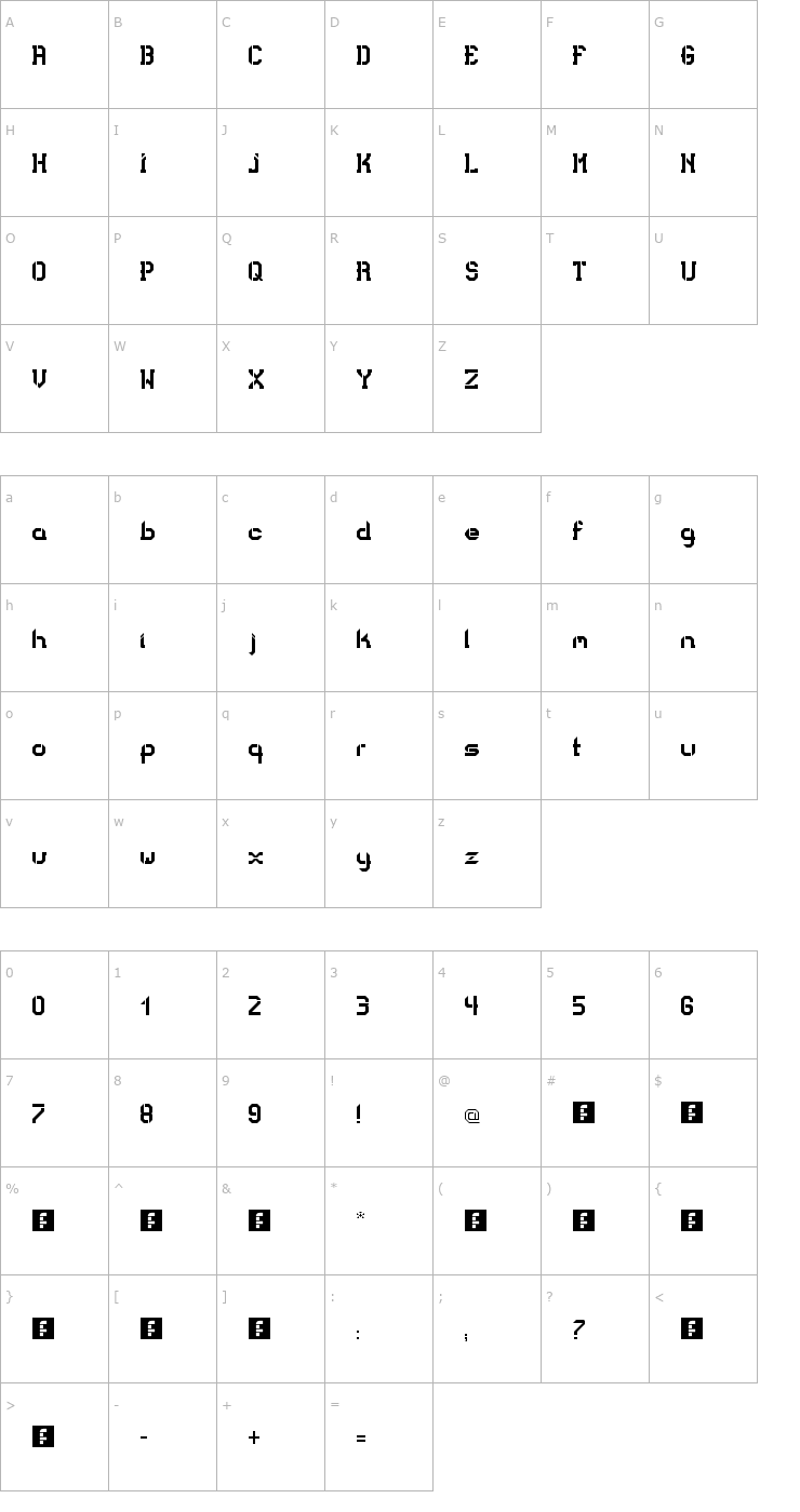 Character Map Bad Bold College Font