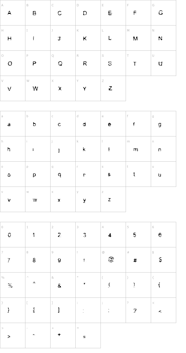 Character Map Bad Cargo Font
