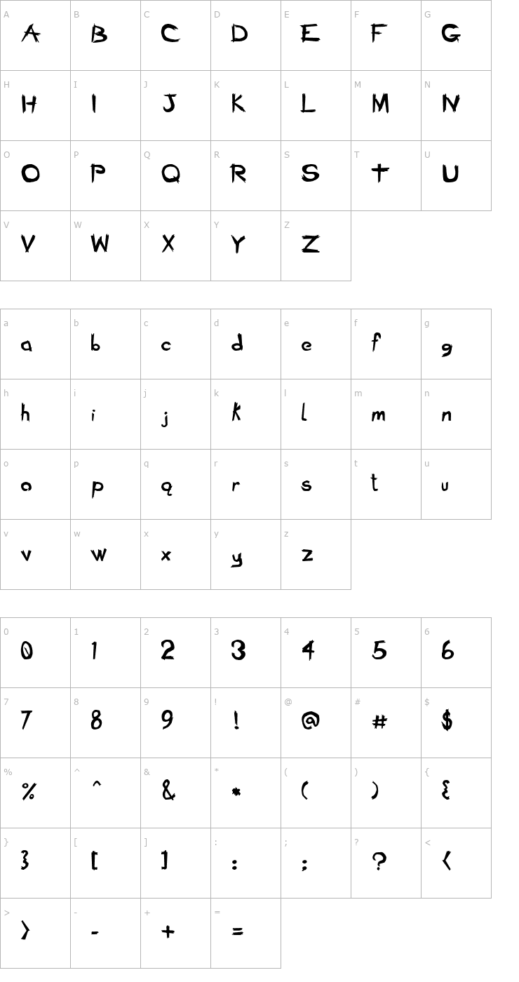 Character Map Bad Seed Bold Font