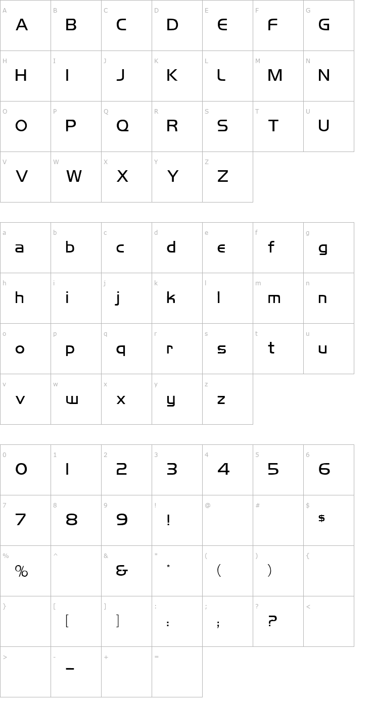 Character Map Bad Times 1 Font