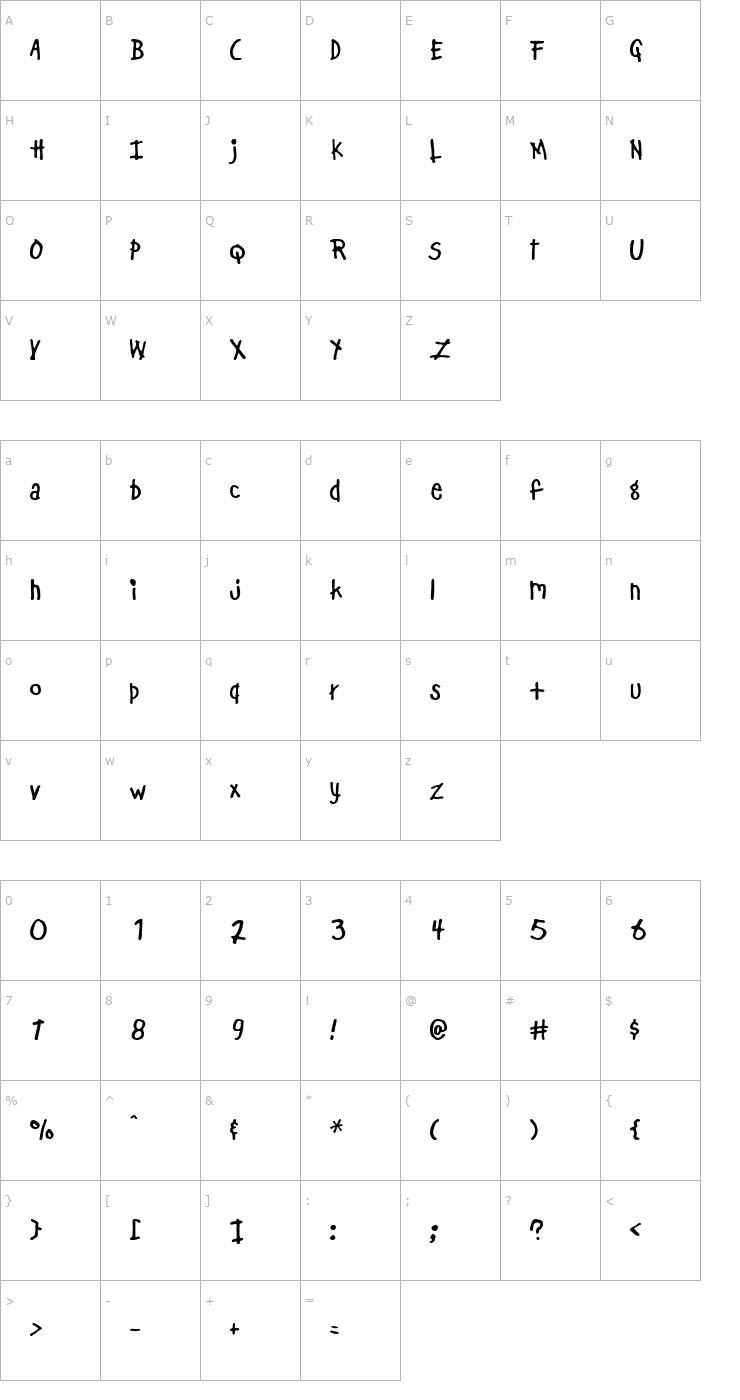 Character Map BadDog Font