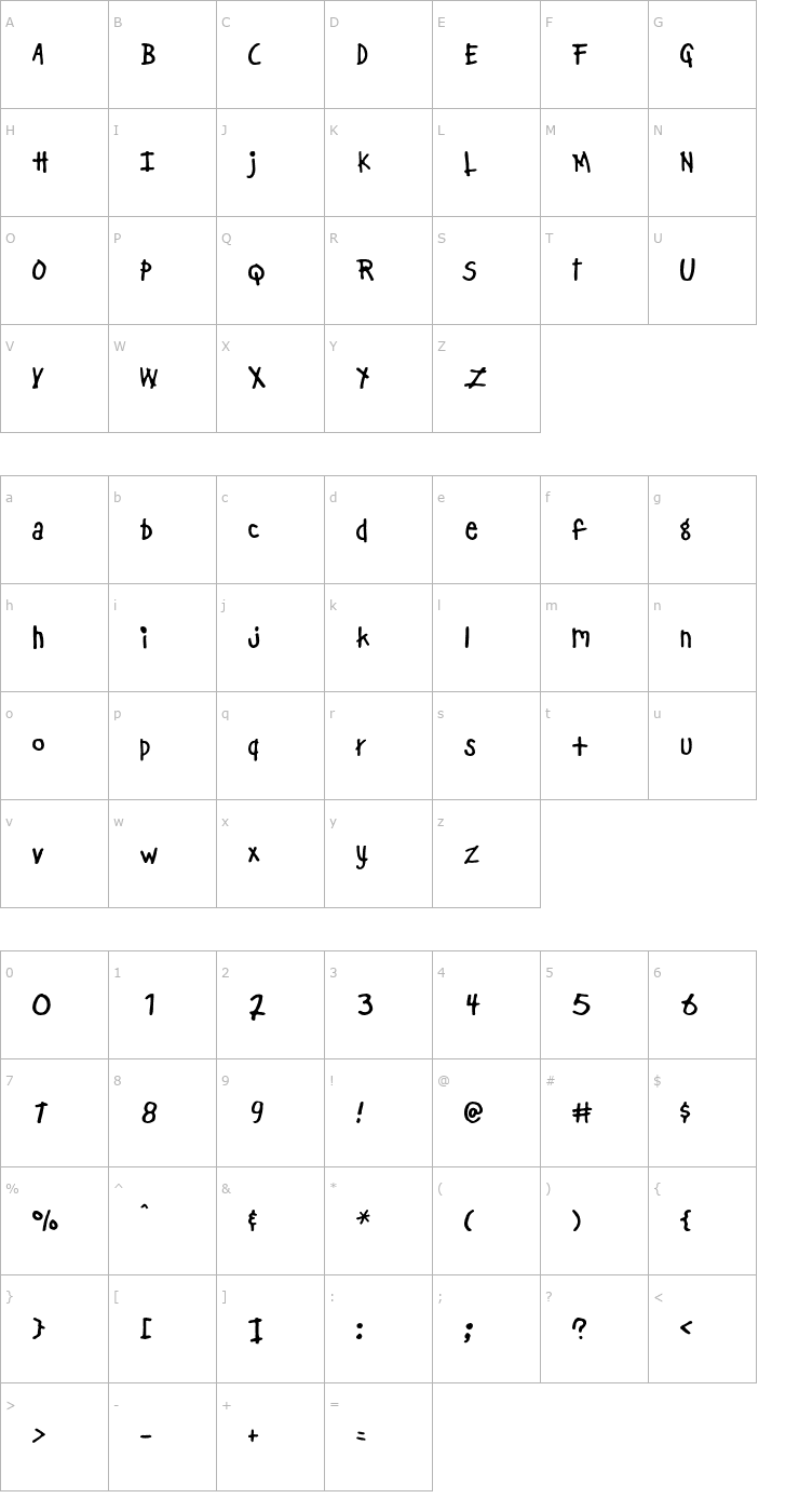 Character Map BadDog OTF Font