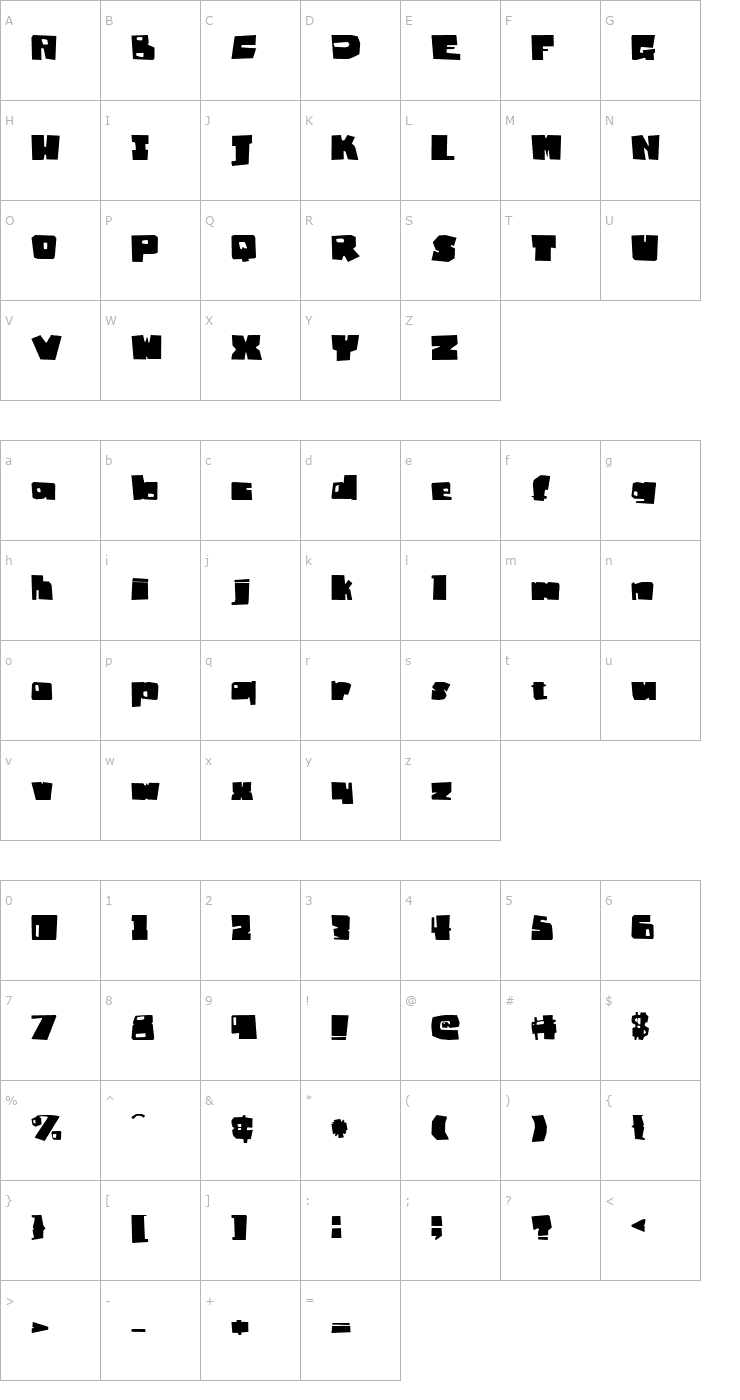 Character Map Badger Fatboy Regular Font