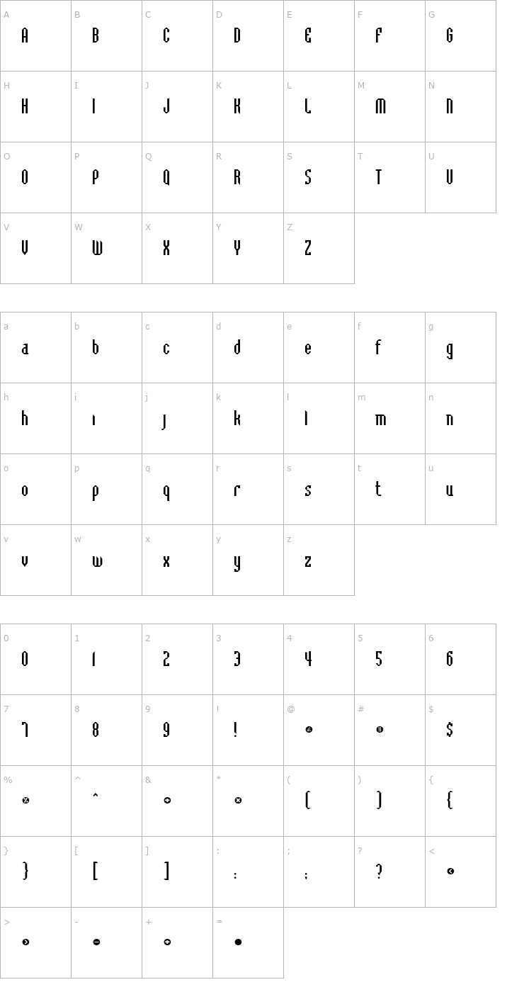 Character Map Badloc ICG Bevel Font