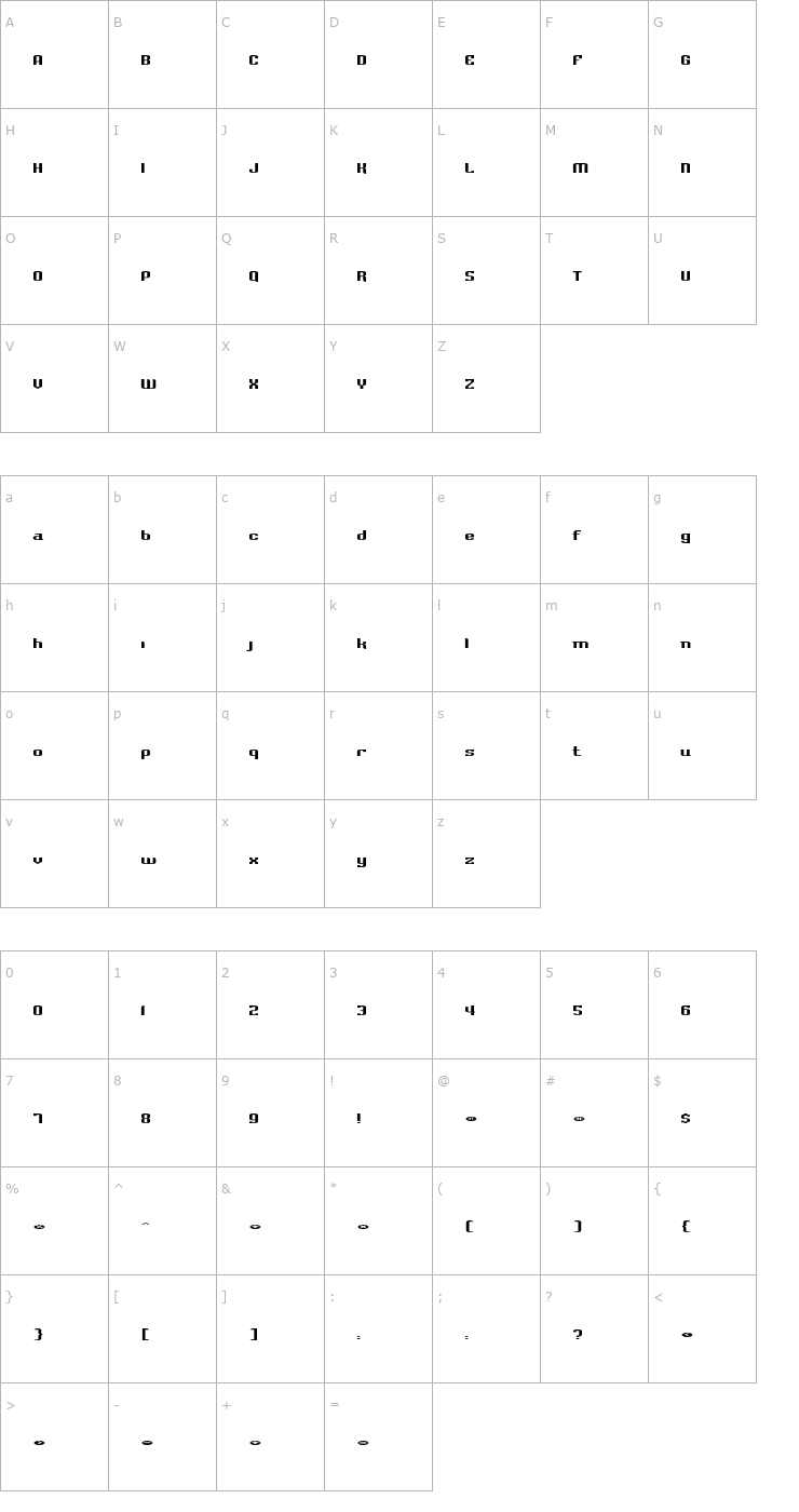 Character Map Badloc ICG Compression Font