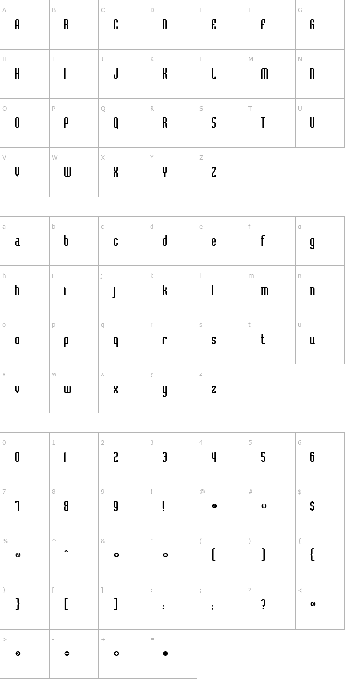 Character Map Badloc ICG Font