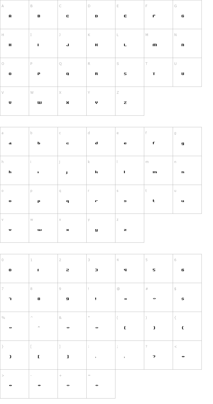 Character Map BadlocICG-Compression Font