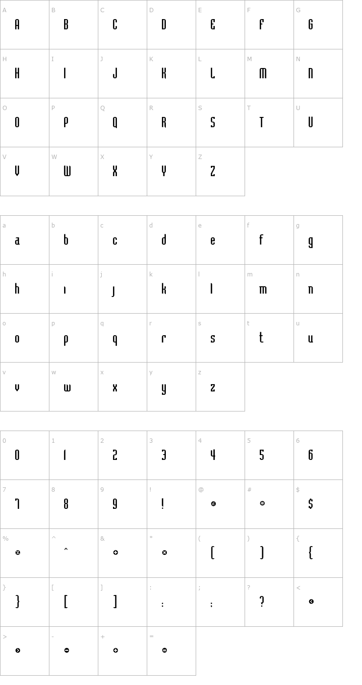 Character Map BadlocICG Font