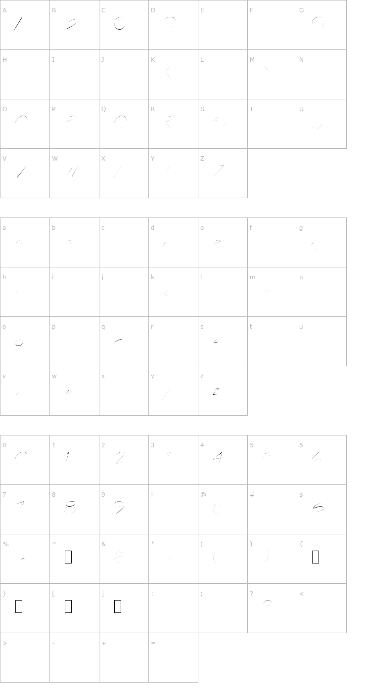 Character Map Badplace 1 Font