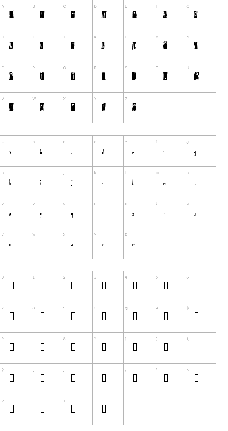 Character Map Baglady Font