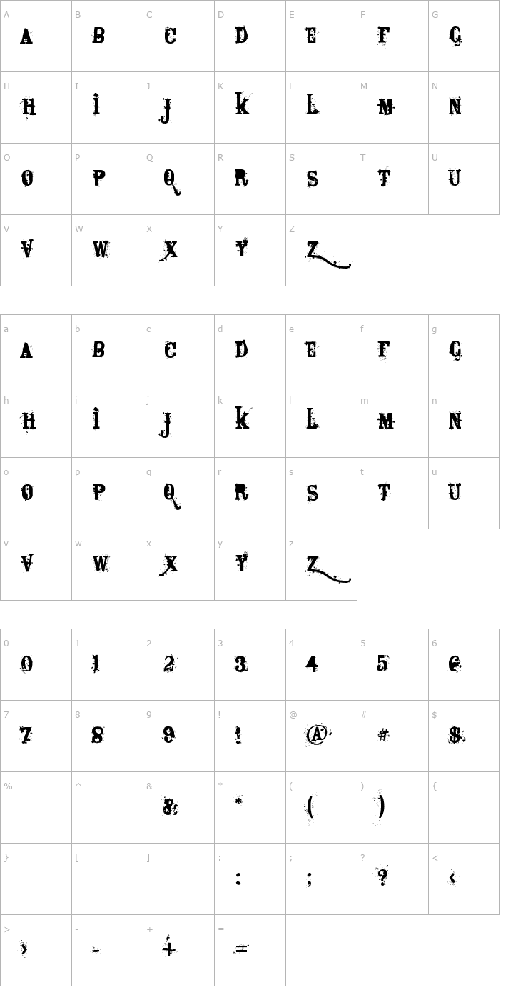 Character Map Bagpack Font