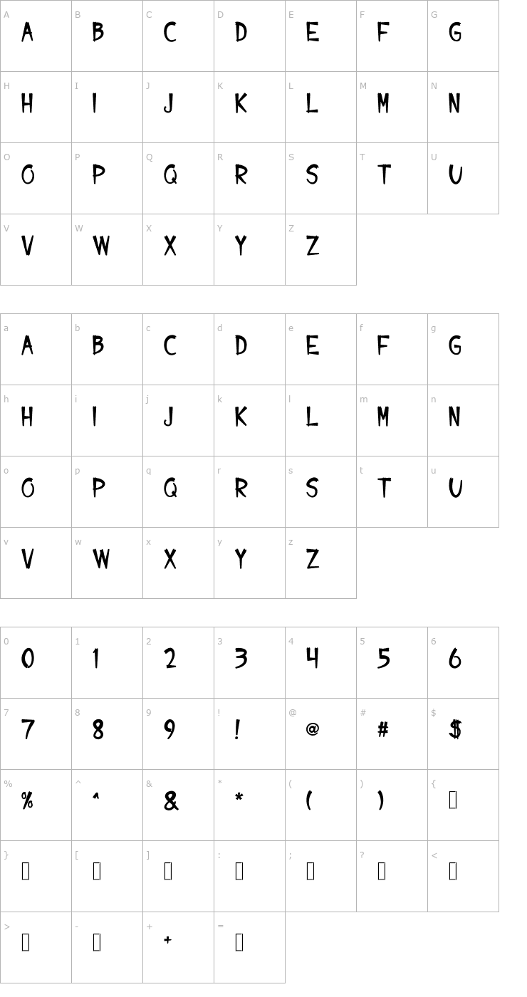 Character Map Bajenna Font