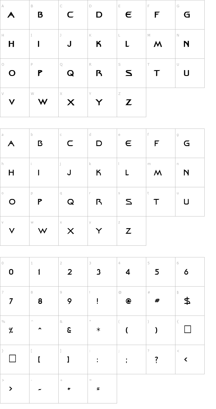 Character Map Bajoran Regular Font