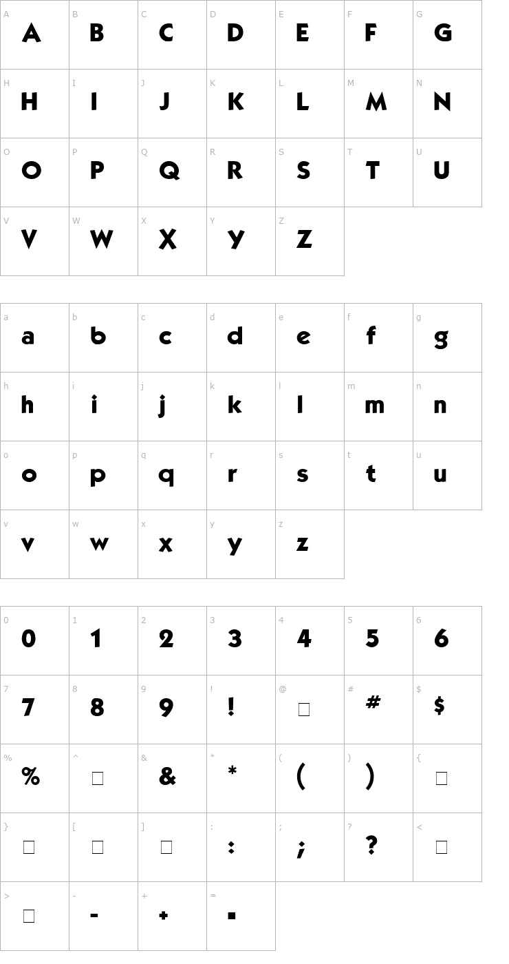Character Map Baker Normal Font