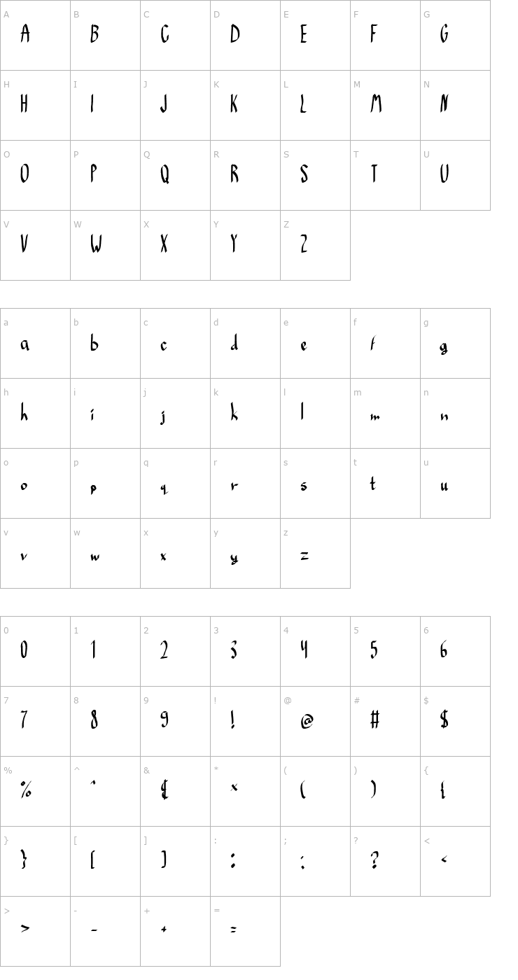 Character Map Baklava Font
