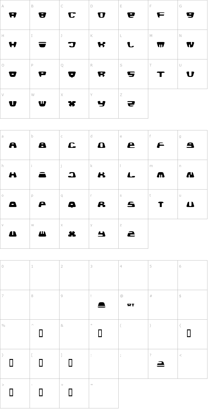 Character Map baldhead Font