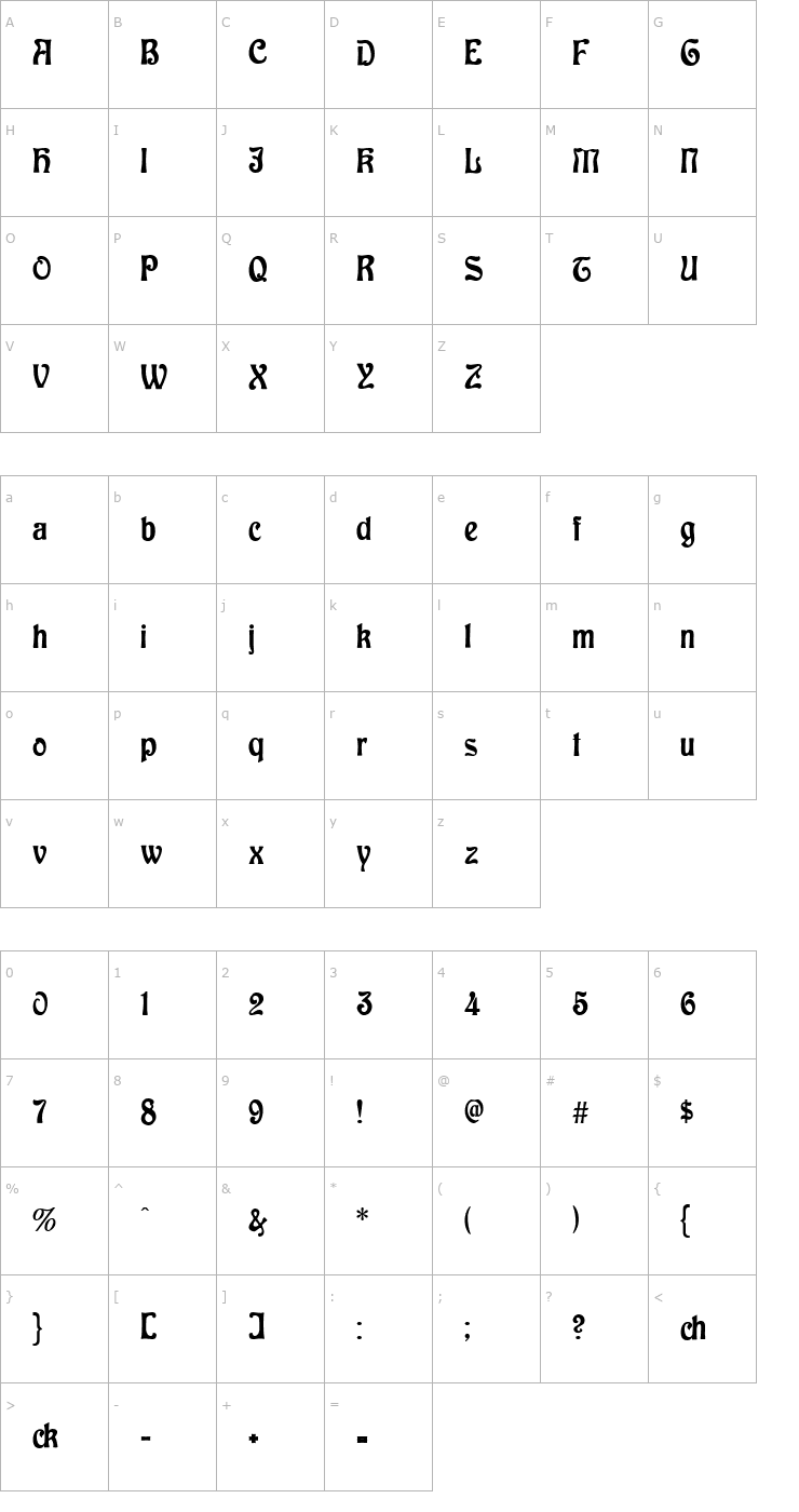 Character Map Baldur Regular Font