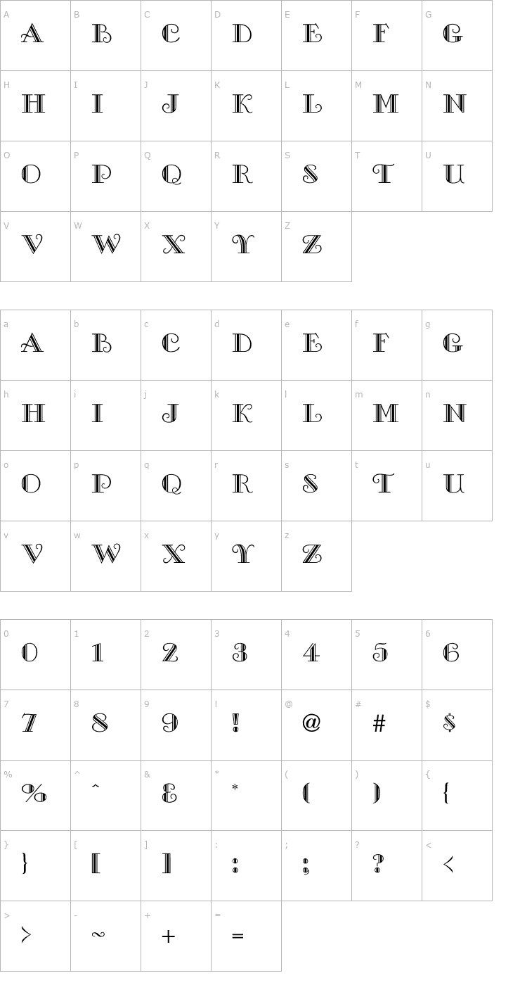 Character Map Balerina-Normal Font